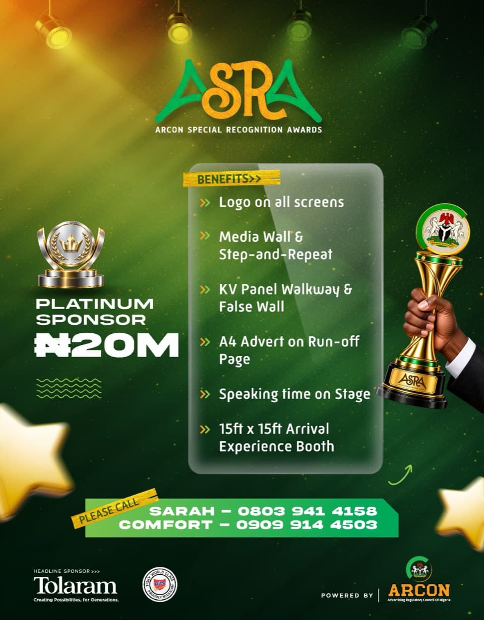 Platinum sponsorship package — ₦20M