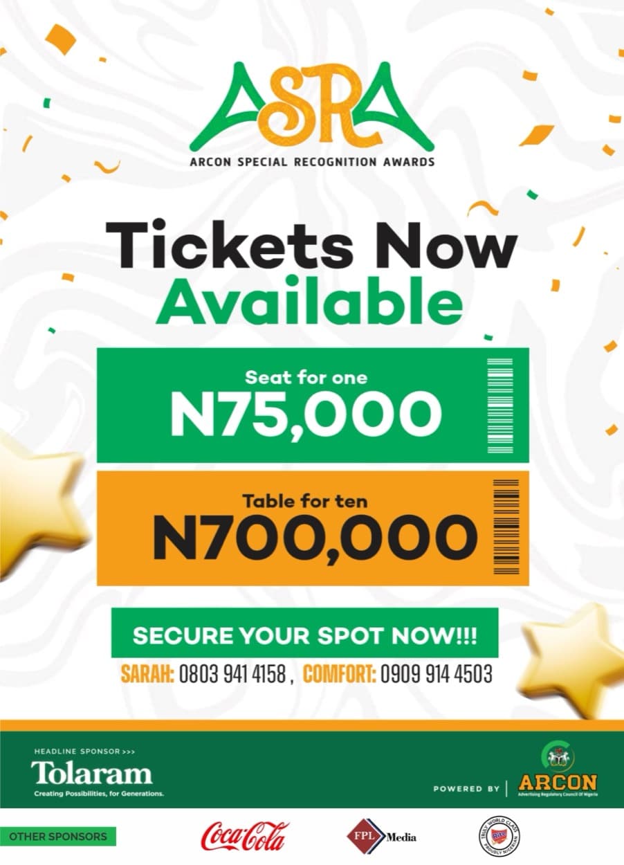 ASRA awards ticket sales — seat for one and table for ten